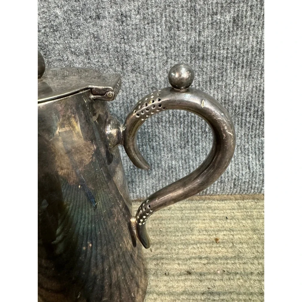 George G Honour London Nickel Silver Coffee Pot Pitcher Vintage Hallmarked